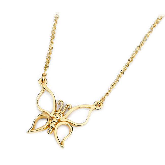 Open Wing Gold Butterfly Necklace