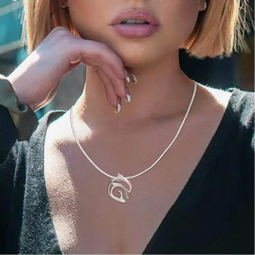 Sculpted Silver Dolphin Necklace