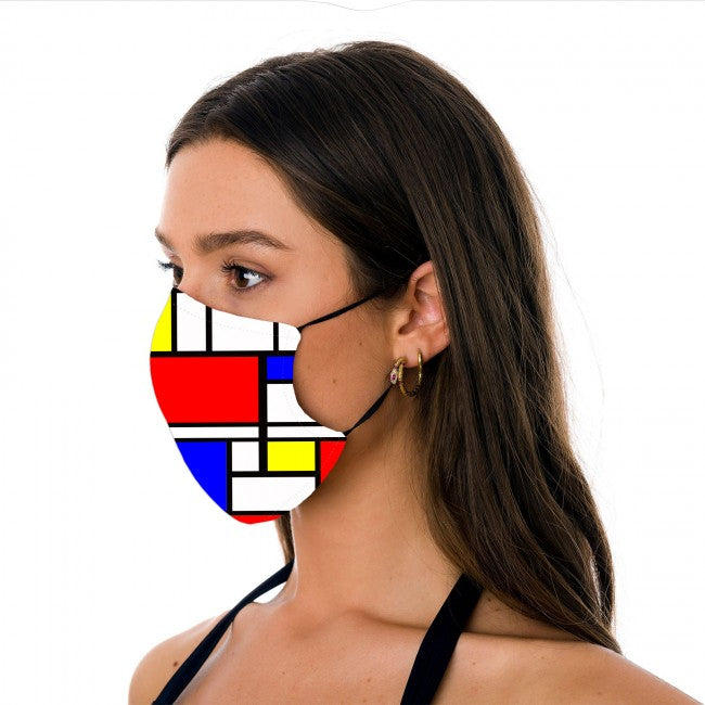 Piet Mondrian Art Adjustable Facemask Side