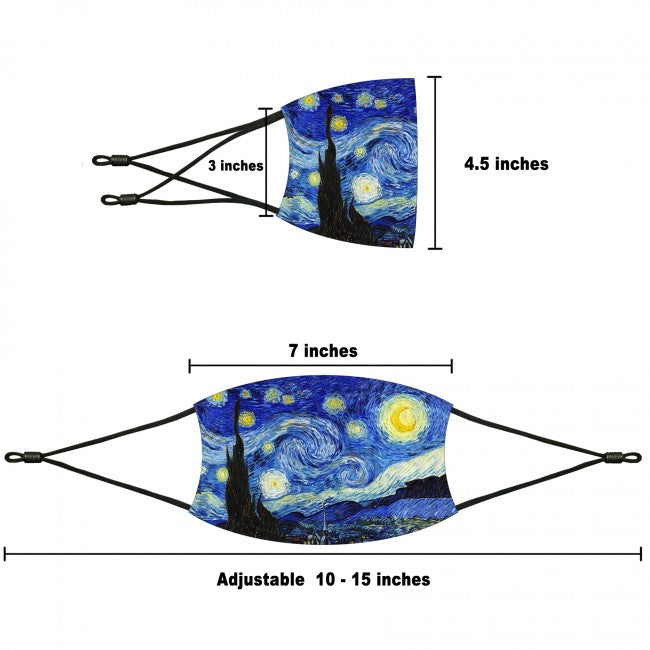 Starry Night Adjustable Facemask Dimensions