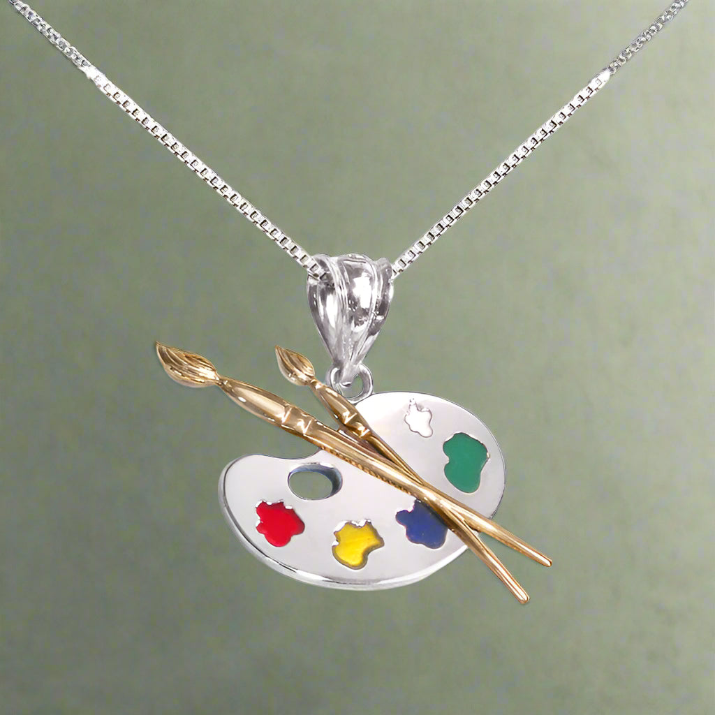 14k Gold and Sterling Silver Palette Necklace