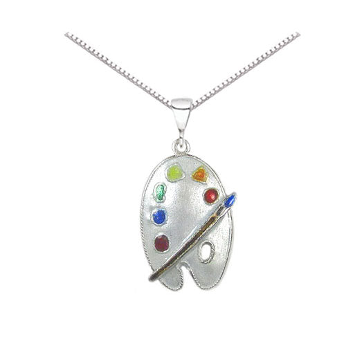 PAINT PALETTE NECKLACE for Artists, Painter's Jewelry Presents for Women,  Paintbrush Pendant Necklace Charm, Gifts for Art Teacher S1043 