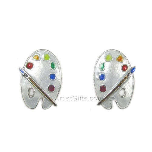 Rainbow Color Paint Palette made with Swarovski Crystal Artist Brush GT  Earrings | eBay