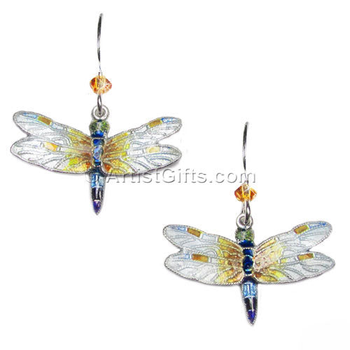 Silver Skimmer Dragonfly Earrings