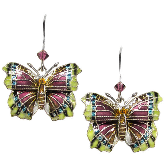 Enamel Mourning Cloak Butterfly Earrings