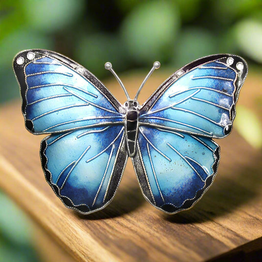 Blue Morpho Butterfly Pin 