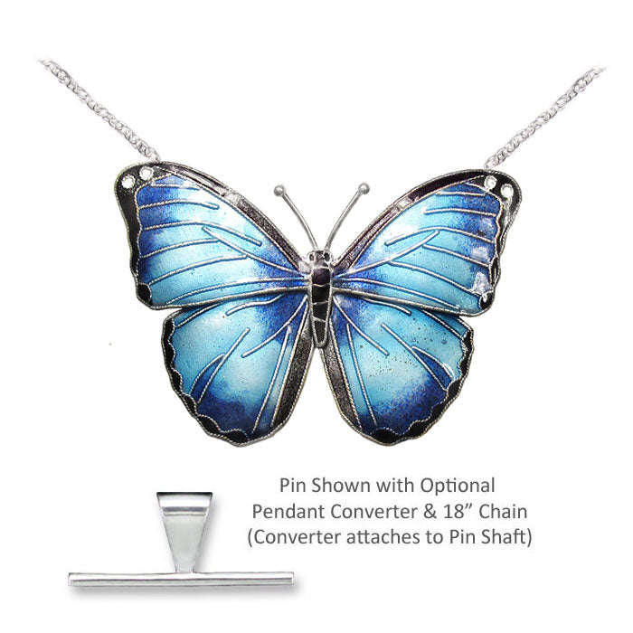 Butterfly Pin shown as a Necklace with Optional Converter