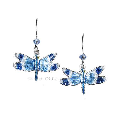 Blue Banded Dragonfly Earrings