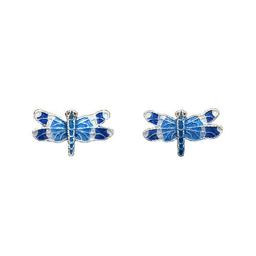 Blue Banded Dragonfly Post Earrings