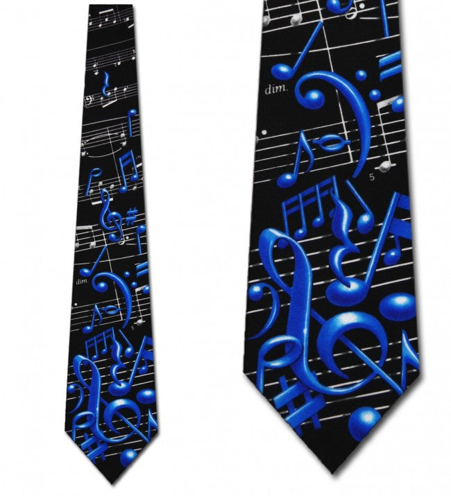 Blue Notes Music Theme Necktie Closeup Views