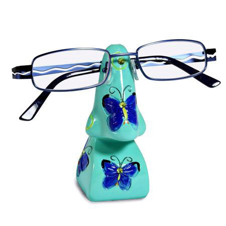 Blue Eyeglass Holder with Butterfly Theme