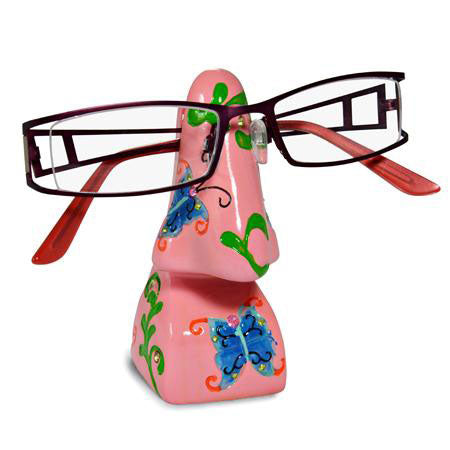 Pink Eyeglass Holder with Butterfly Theme