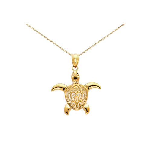 14k Gold Sea Turtle Necklace