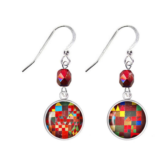 Castle and Sun Art Glass Earrings