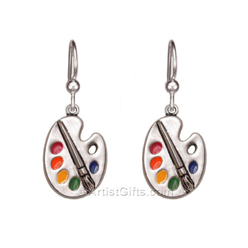 Enamel Silver Art Palette Earrings