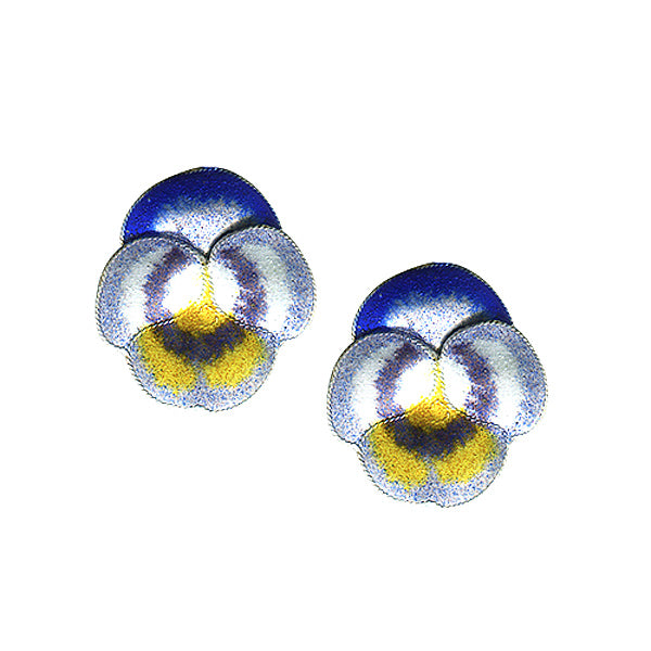 Pansy Flower Post Earrings in Sterling Silver