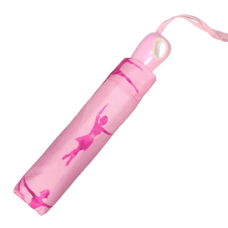 Pink Ballerina Umbrella folded in cover.