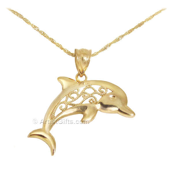 Zales 1/10 CT. T.w. Diamond Dolphin Necklace in Sterling Silver with 18K  Rose Gold Plate | Hamilton Place