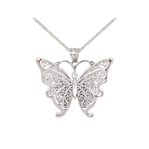 Silver Filigree Butterfly Necklace