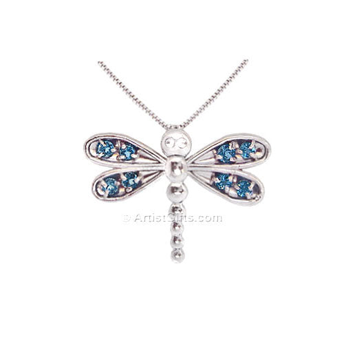 Blue Topaz Dragonfly Necklace