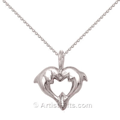 Silver Dolphin Heart Necklace