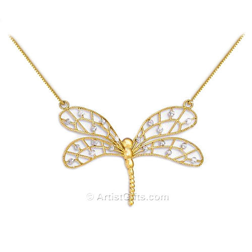 Filigree Gold Dragonfly Necklace