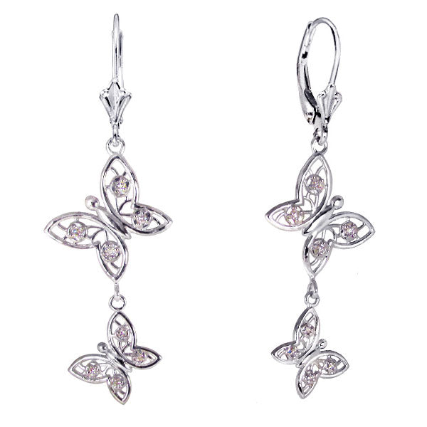 Diamond and White Gold Butterfly Earrings