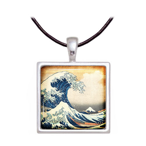 The Great Wave Necklace with Leather Cord Option