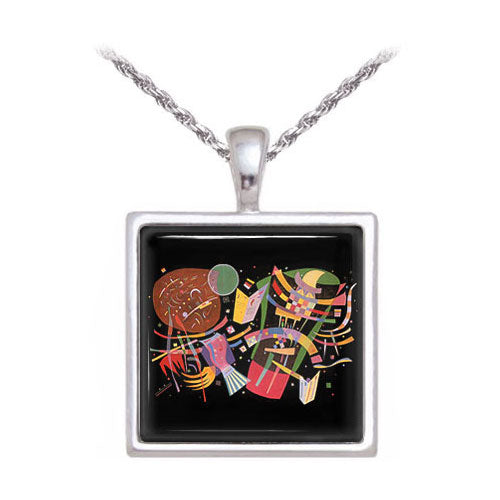 Composition X Kandinsky Art Necklace with Silver Chain