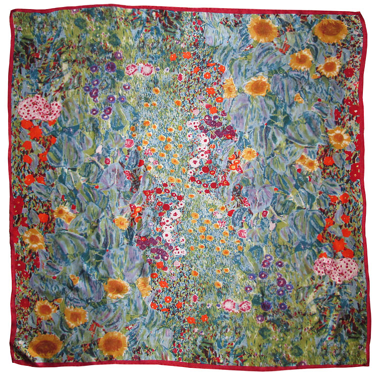 Klimt Flower Garden Square Silk Scarf