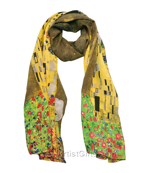 Klimt scarf The Kiss - Long silk scarf - Fibra Creativa