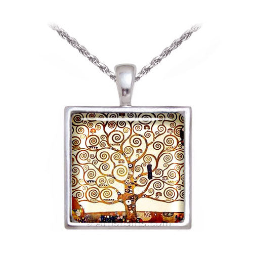 Klimt Tree of Life Art Necklace