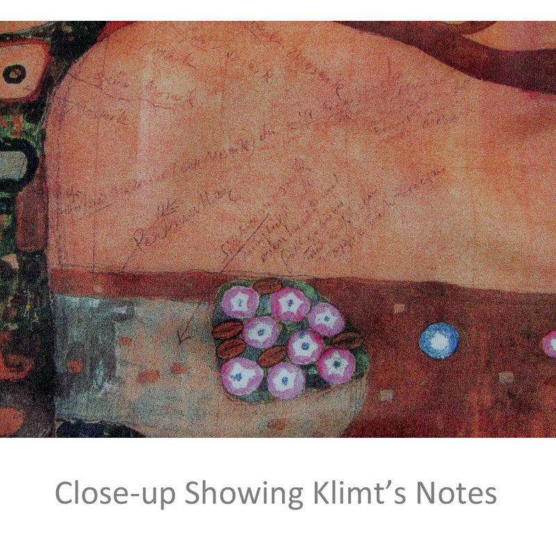 Detail of Tree of Life Scarf showing Klimt's Notes 