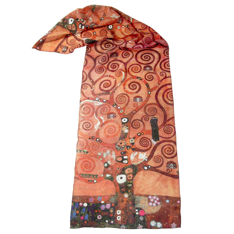 Full view of Tree of Life Silk Art Scarf