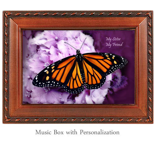 Monarch Butterfly Music Box - Woodgrain