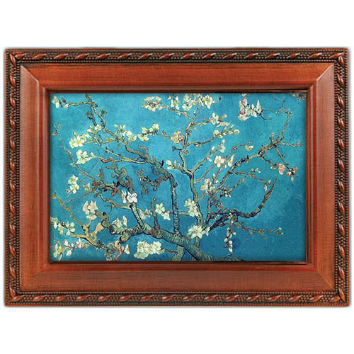 Almond Blossoms Van Gogh Music Box in Woodgrain Finish
