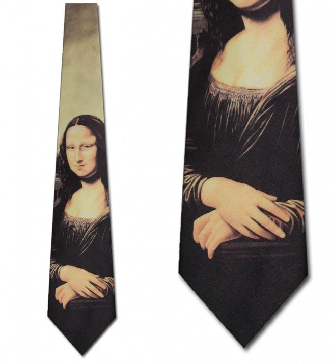 Mona Lisa Art Necktie -  Closeup Views