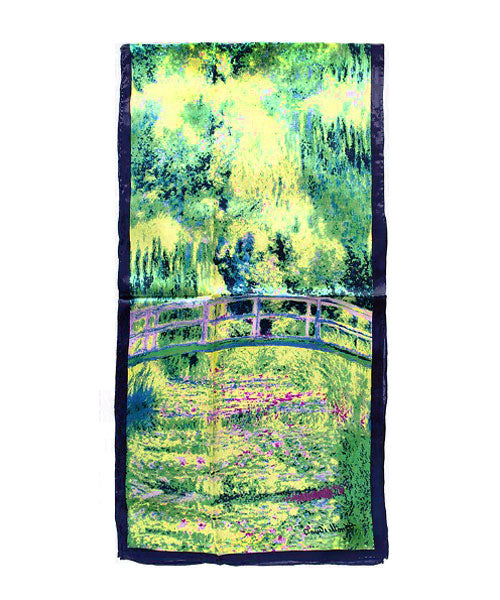 Monet Silk Scarf of Japanese Garden full view.