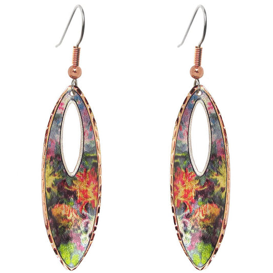 Monet Chrysanthemum Long Art Earrings