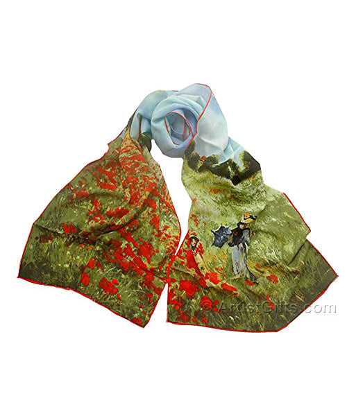 Monet Field of Poppies Silk Scarf
