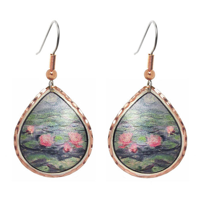 Teardrop Monet Water Lilies Earrings - Sold Separately
