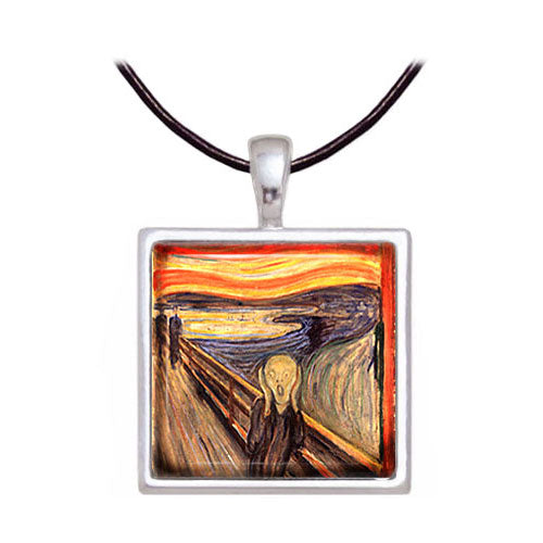 The Scream Art Necklace with Leather Cord Option