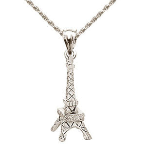 Sterling Silver Eiffel Tower Pendant on Sterling Silver Chain