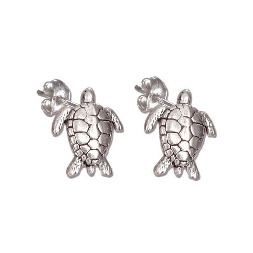Silver Sea Turtle Post Earrings