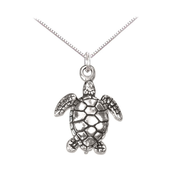 Silver Sea Turtle Pendant Necklace