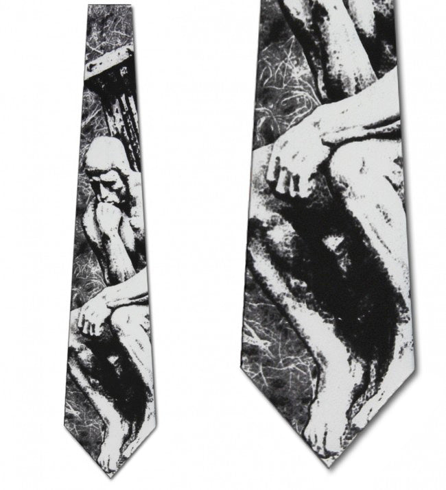 Rodin The Thinker Art Necktie - Closeup Views