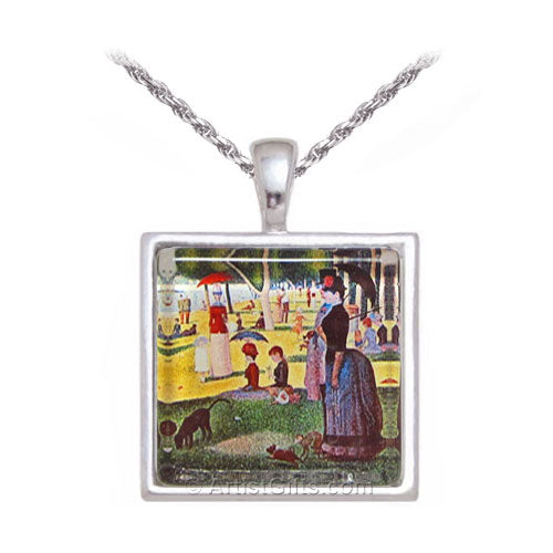 Seurat La Grande Jatte Necklace with Silver Chain