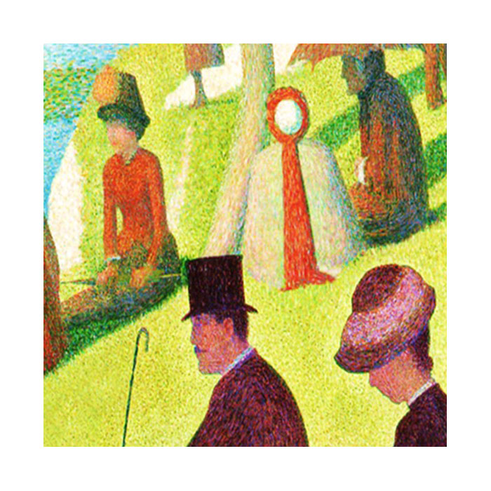 Close-up of Seurat Art Tie Showing Pointillism Details 