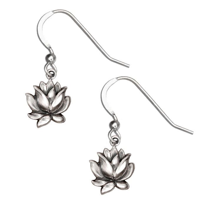Silver Lotus Water Lily Earrings