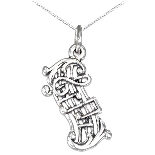 Antiqued Silver Music Charm Necklace